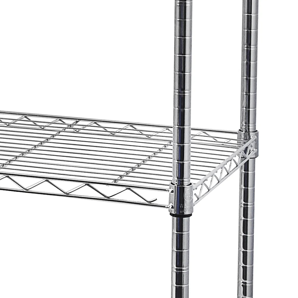 Tcbosik 5-Tier Heavy Duty Metal Storage Rack, NSF Certified Rolling Wire Shelving Unit with Adjustable Shelves for Home Office, Silver