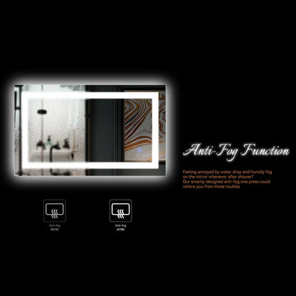 UBesGoo 32"x32'' Led Lighted Bathroom Mirror-Wall Mounted Touch Switch Illuminated Mirror,Vanity Mirrors for Home or Hotel,Silver