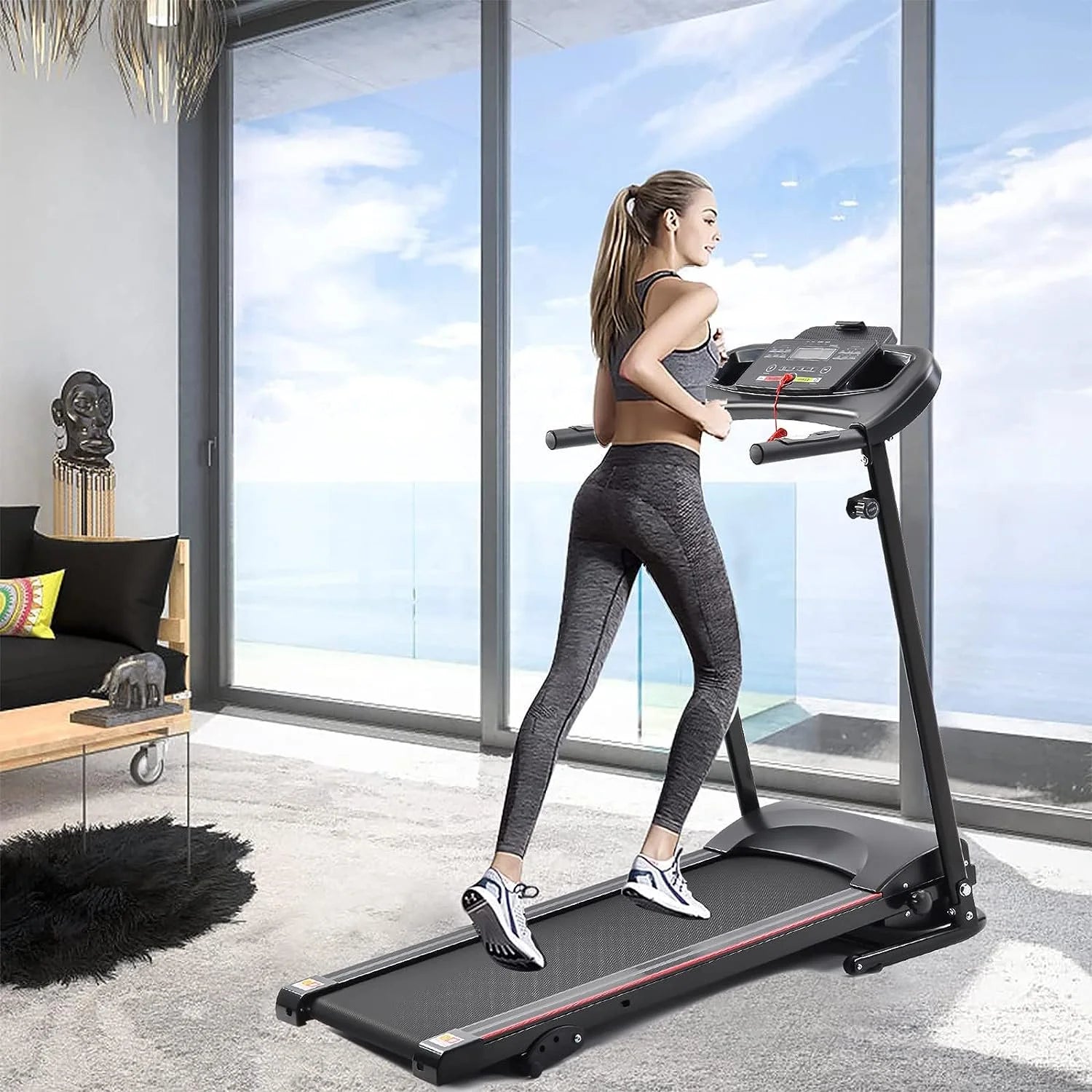 2.5HP Folding Maual incline Treadmill with MP3 Speaker Running Walking Jogging High Weight Capacity Exercise Machine 12 Automatic Programs for Home Office,Black