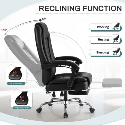 Homall Home Office Chair Adjustable Executive Leather Chair With Arms Ergonomic High Back Cushion Lumbar Back Support Computer Desk Chair,Black