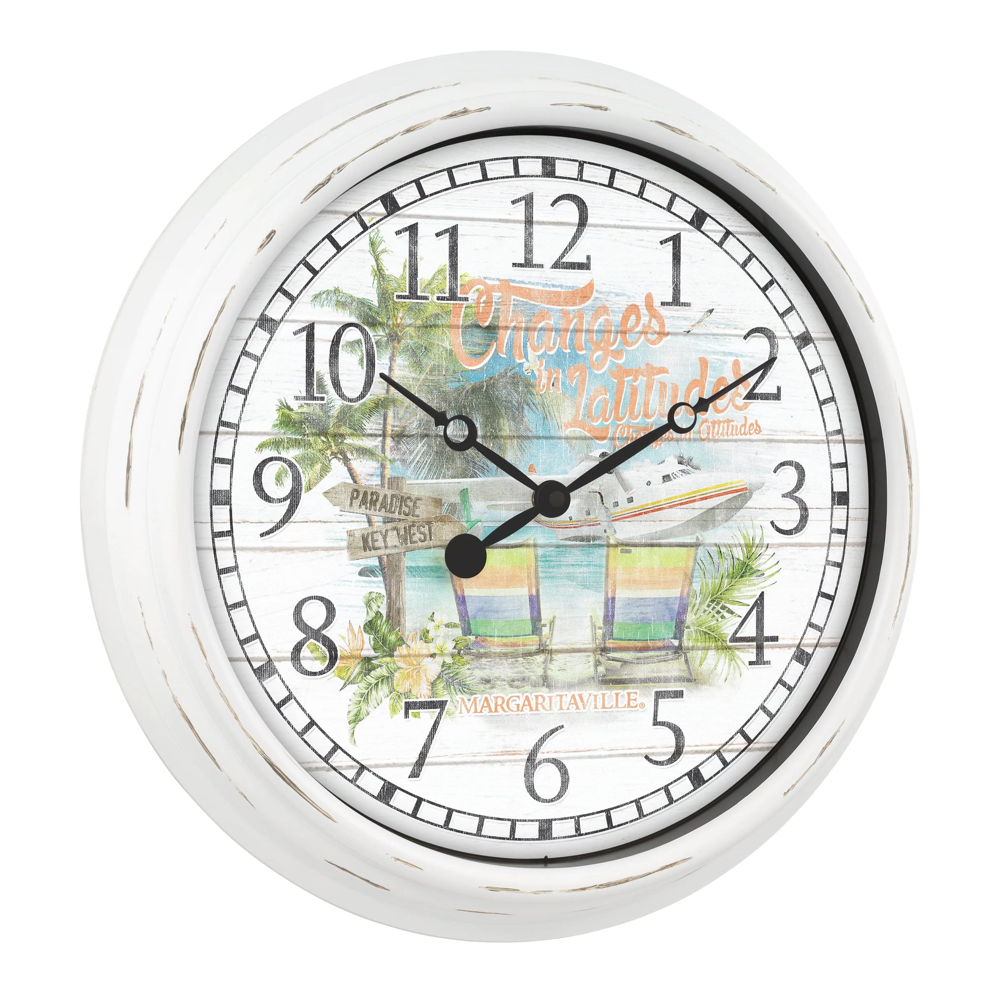 La Crosse Clock 15.75" Margaritaville “Changes in Latitudes” Indoor/Outdoor Quartz Wall Clock, 404-3841MV
