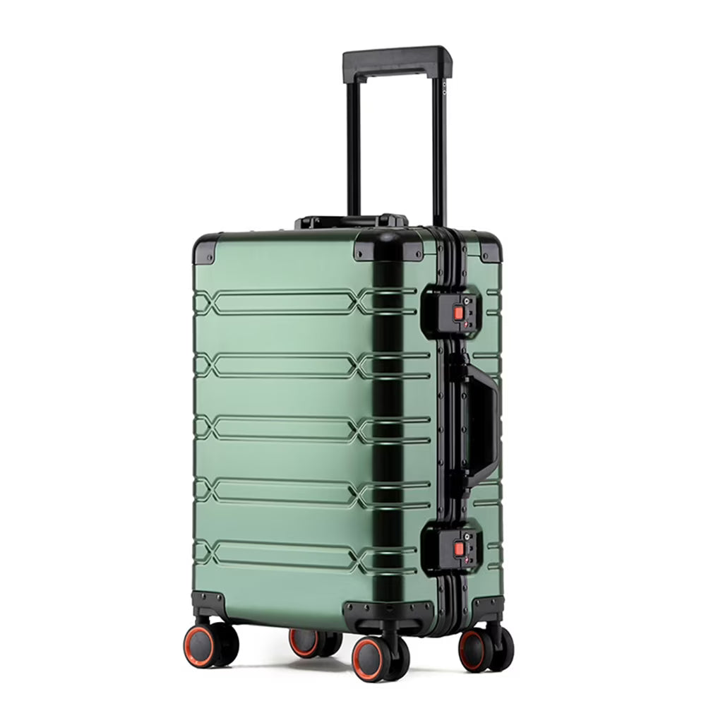 All Aluminum Magnesium Hardshell Carry on Luggage Airline Approved, Hardside Carry on Suitcase with TSA Lock, Zipperless Luggage Checked Metal Rolling Luggage for Travel, Business
