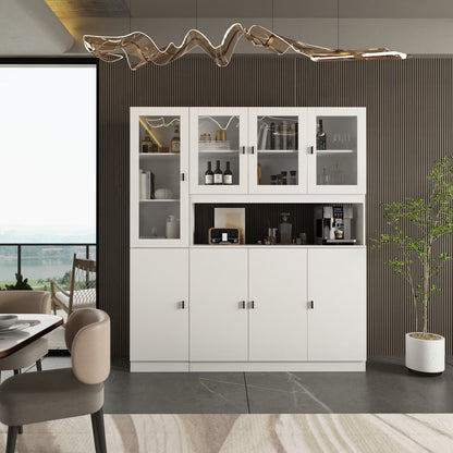 Modern Versatile Storage Cabinet Set, White 5-Door Bookcase Display Storage Organizer for Home Office Bedroom Living Room, 62.9"x12.2"x70.9"