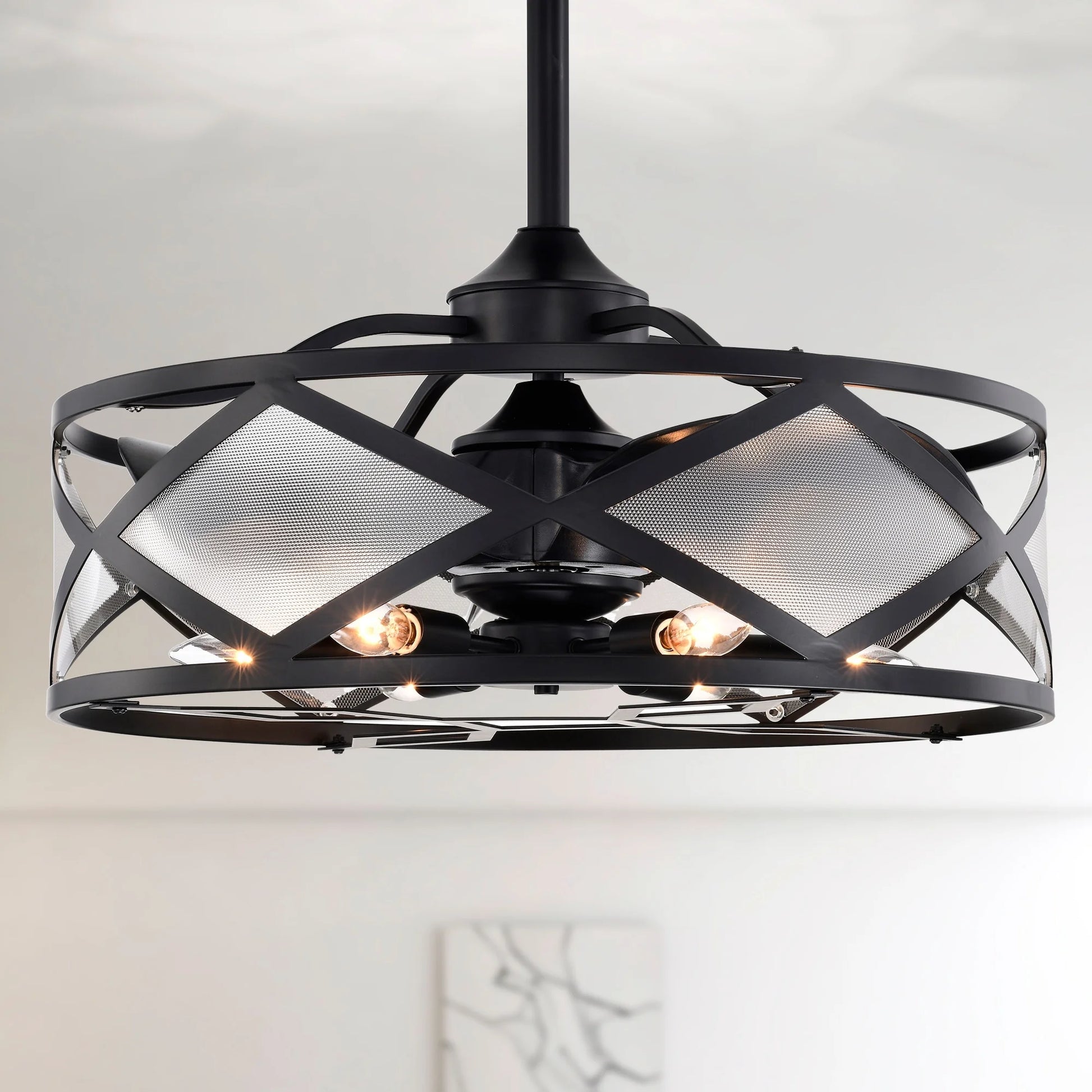 Daniya 23.2 in. 6-Light Indoor Matte Black Finish Ceiling Fan with Light Kit and Remote