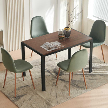 47" Dining Table, 4-Person Indoor Walnut Wood Grain Effect Table with Metal Legs, Rectangular Kitchen Table for Dining Room, Kitchen, Home Office, and Small Spaces