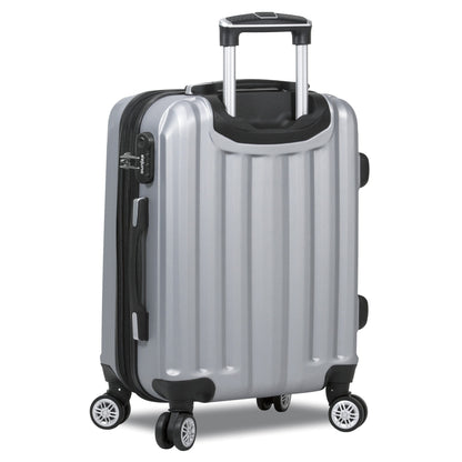 Dejuno Camden Hardside 3-Piece Expandable Spinner Luggage Set - Silver (20", 24" and 28")