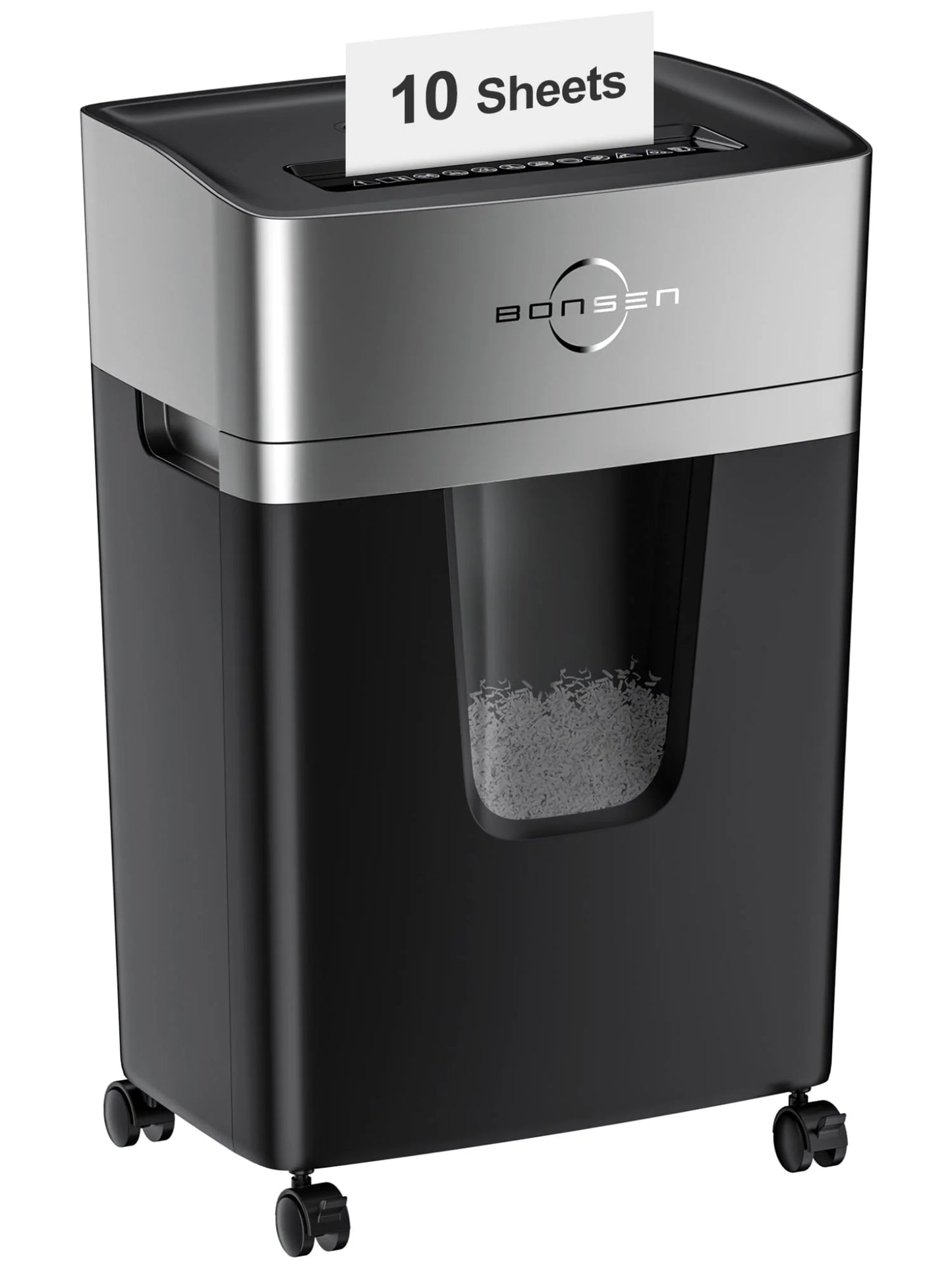 Bonsen 10-Sheet Micro Cut Paper Shredder Home Office Shredder with 5.2 Gallon Wastebasket