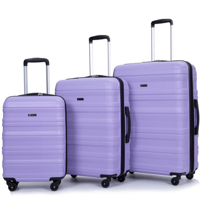 PAPROOS Hardside Luggage Set, 3 Piece 21in 25in 29in Carry on Suitcases Set with 2 Hooks and TSA Lock, Modern Lightweight Luggage Set, Hardshell Expandable Suitcase Set for Family Travel, Black