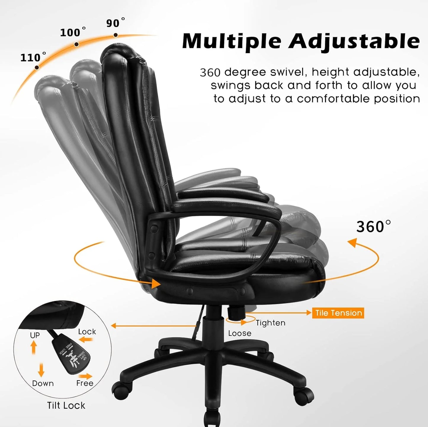 Bossin Big and Tall Home Office Computer chair for Adults, High Back Desk Chair for Heavy Duty 400 LBS