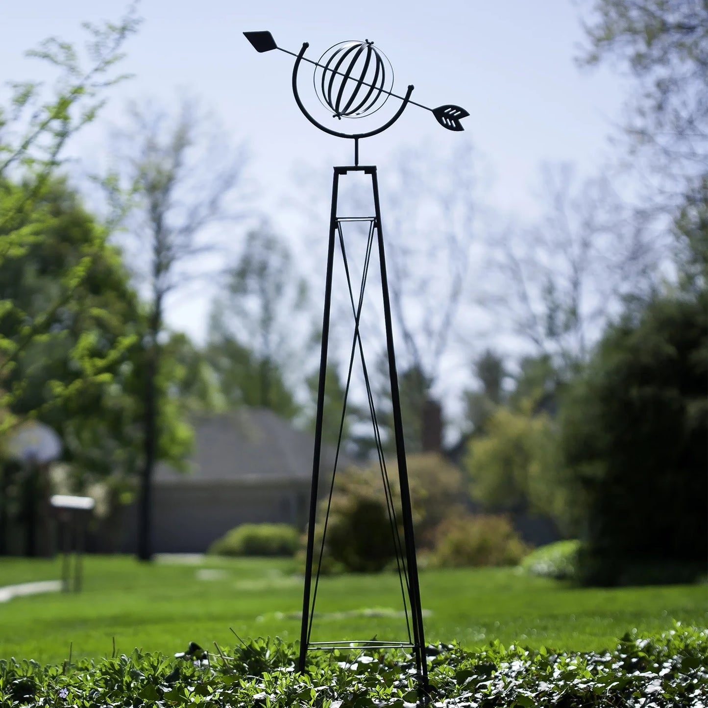Panacea 86805 6 Ft Metal Garden Obelisk Trellis Sculpture with Armillary Topper