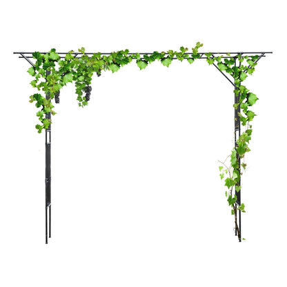 Black Garden Trellis Supersize Flattop Garden Arch for Wedding,141.7" L x 106" H Garden Arch Arbor Trellis for Climbing Plants Outdoor,Galvanized Steel Pipe Coated with Plastic