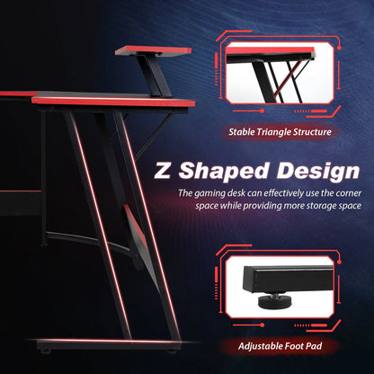 YRLLENSDAN L Shaped Computer Desk, Corner Desk Gaming Table Computer Desk L Shaped Desks Gaming Desks with Large Desktop for Home Office, Black