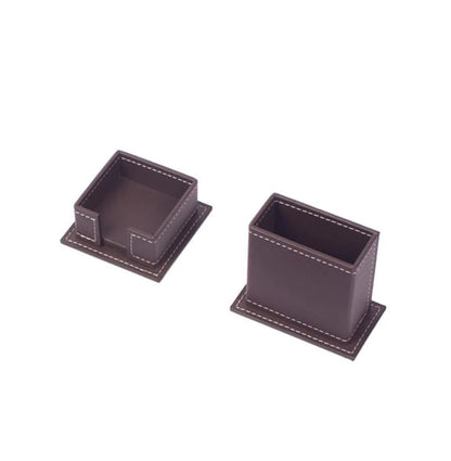 Leather Desk Set - Home Office Accessories - Desk Supplies - Leather Desk Set - Office Table Work Desk Accessories - Desk Storage Organizer - 4 Accessories-4 PCS