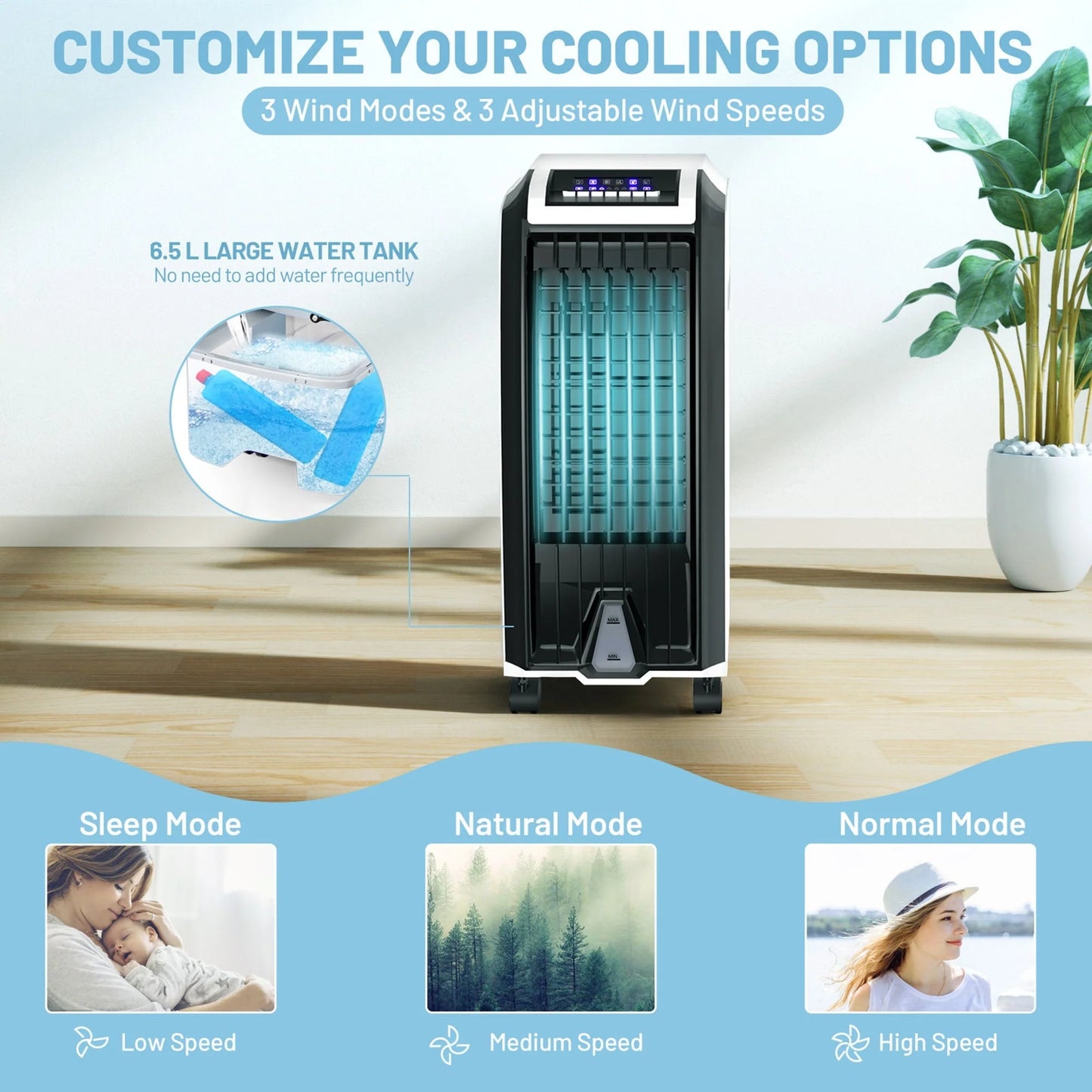 Gymax Portable Cooler Fan Air Evaporative with Remote Control Casters Home Office