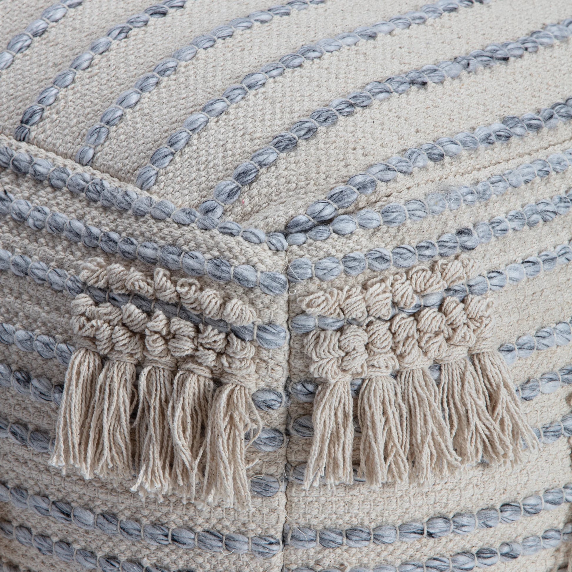 Anji Mountain Beige Cotton Polyester Square Poufs