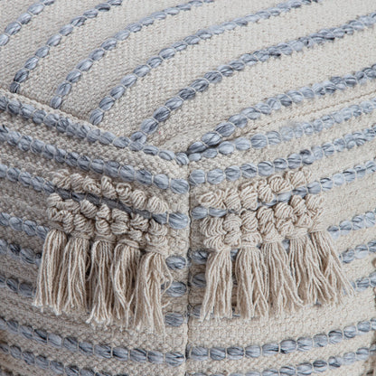Anji Mountain Beige Cotton Polyester Square Poufs