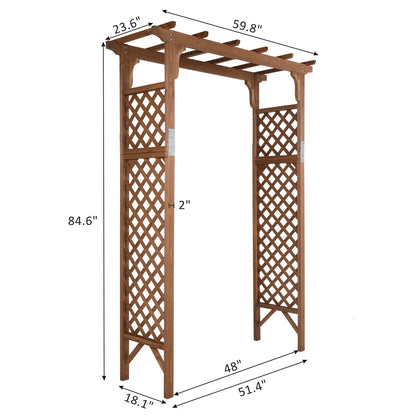 Ktaxon 5ft Wooden Garden Arch - Flat Top Trellis for Climbing Plants, Wedding, Backyard, Dark Brown
