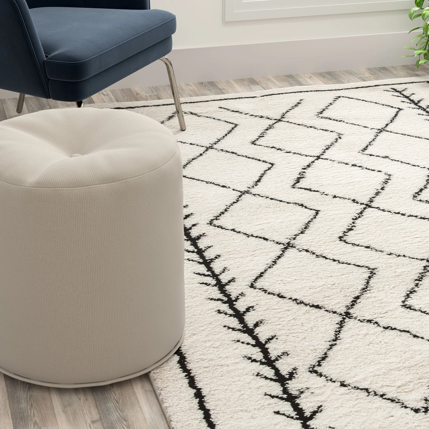 Flash Furniture Rectangular Bohemian Ivory Area Rug, 5' x 7'