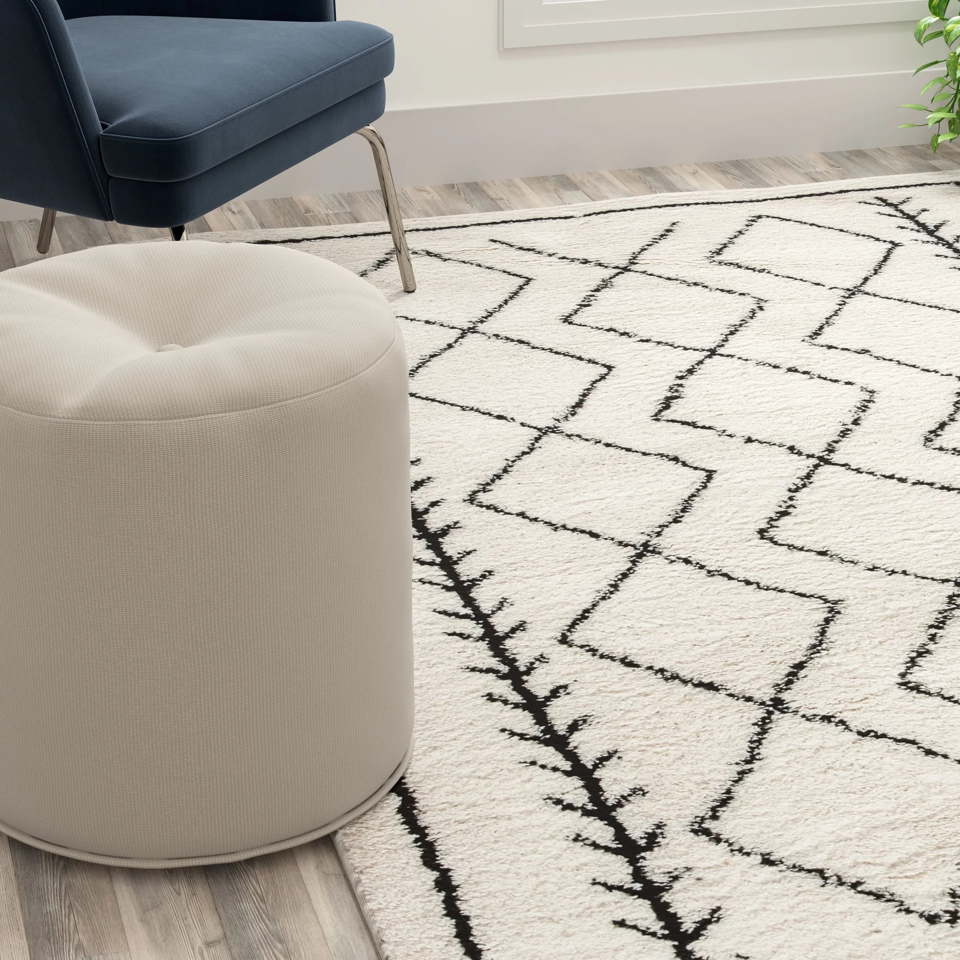 Flash Furniture Rectangular Bohemian Ivory Area Rug, 5' x 7'
