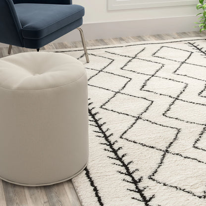 Flash Furniture Rectangular Bohemian Ivory Area Rug, 5' x 7'