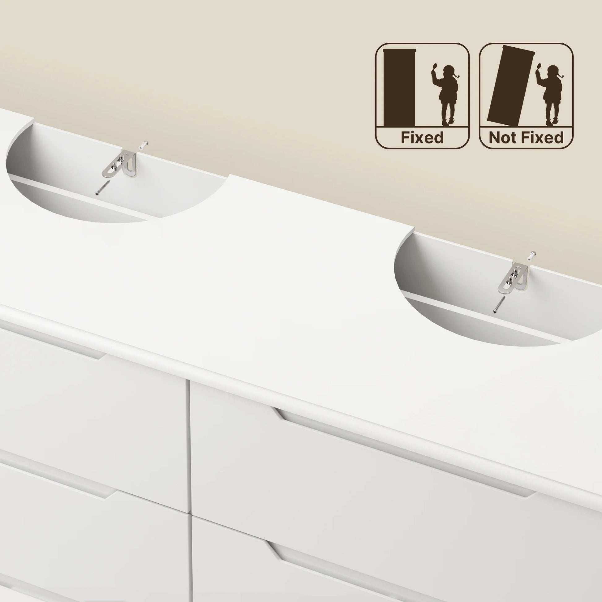 Aiho 6-Drawer Double Dresser - Modern Wood Chest with Anti-Tip Safety, Cutout Handles & Smooth Gliding Drawers | Nursery, Kids & Bedroom Storage - White