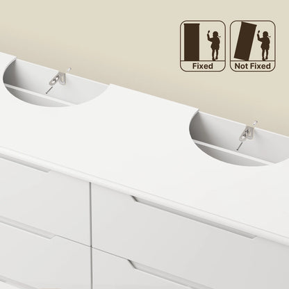 Aiho 6-Drawer Double Dresser - Modern Wood Chest with Anti-Tip Safety, Cutout Handles & Smooth Gliding Drawers | Nursery, Kids & Bedroom Storage - White