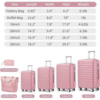 Luggage Sets 6 Piece with Duffel Bags, Hardside Expandable Suitcases with Spinner Wheels TSA Lock, Cream