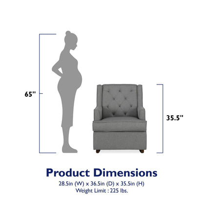 Baby Relax Bennet Transitional Wingback Nursery Rocker Chair. Gray