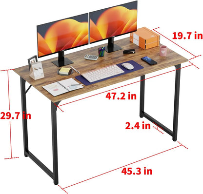 32/39/47 inch Computer Desk Study Writing Table, Adjustable feet, Modern Furniture for Home Office (1, Brown, 32 inch)