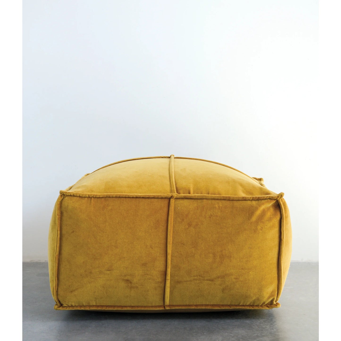 Creative Co-Op Square Cotton Velvet Pouf Seat, Goldenrod Yellow