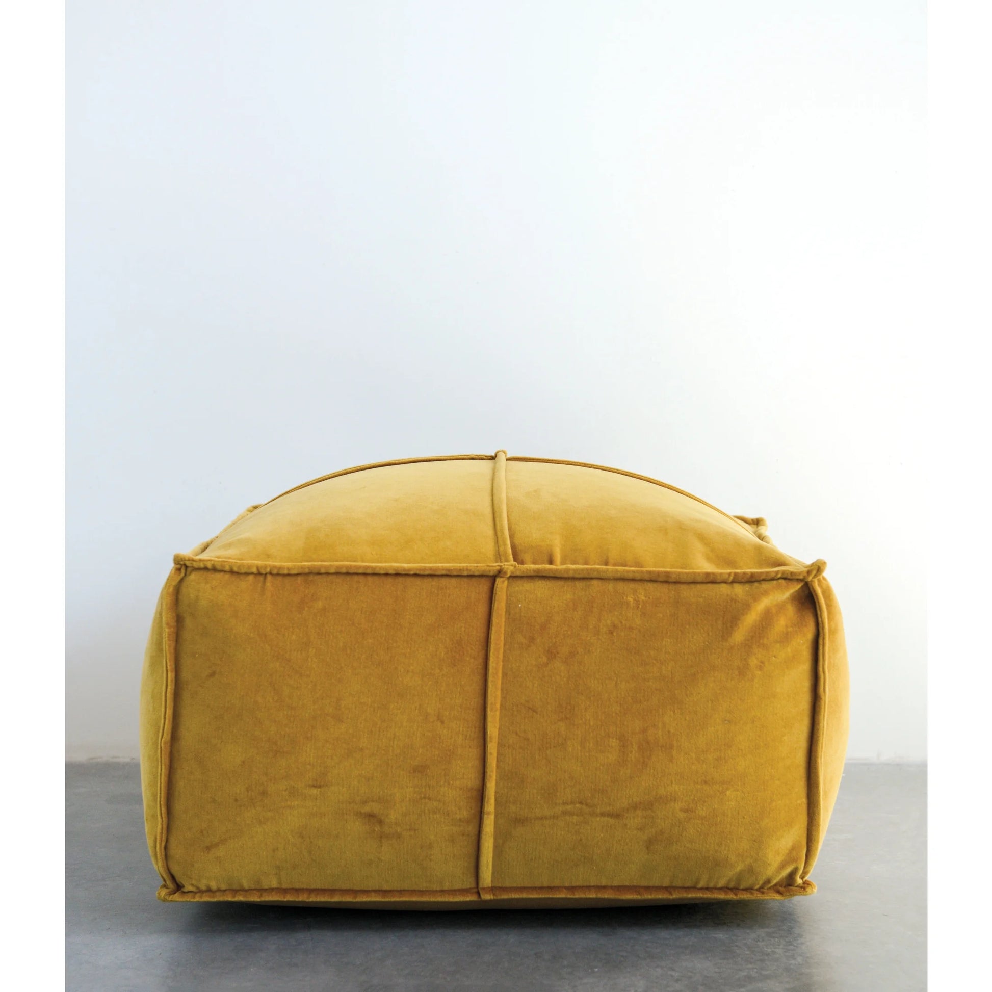 Creative Co-Op Square Cotton Velvet Pouf Seat, Goldenrod Yellow