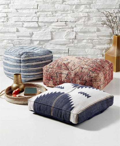 Lucky Brand Distressed Chen Pouf Dark Red