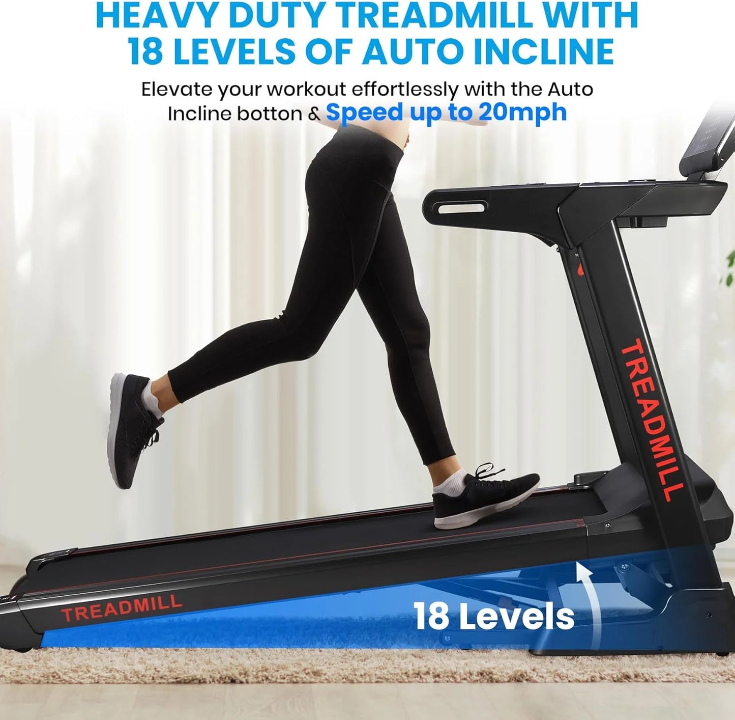 Walking Pad,Treadmill with Incline for Home Office,3.5HP Portable Desk Treadmill with 350LBS Capacity,Foldable Walking or Running Treadmill w 20" Wide Belt,0.5-20 MPH Speed,60 Programs,APP Control