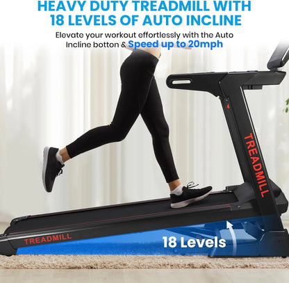 Walking Pad,Treadmill with Incline for Home Office,3.5HP Portable Desk Treadmill with 350LBS Capacity,Foldable Walking or Running Treadmill w 20" Wide Belt,0.5-20 MPH Speed,60 Programs,APP Control