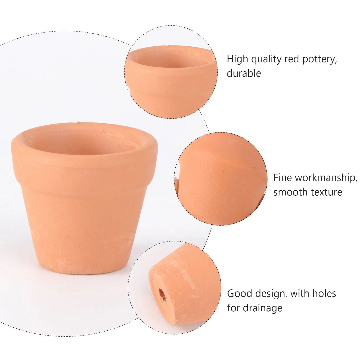 12Pcs 3x3cm Small Mini Terracotta Pot Clay Ceramic Pottery Planter Cactus Flower Pots Succulent Nursery Pots Great for Plants Cr