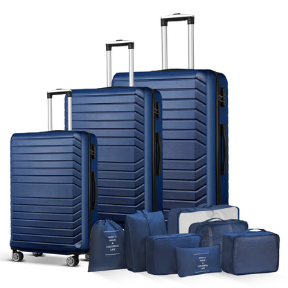 Gowill 3 Piece Luggage Sets Travel Suitcase Set with 7PCS Organizer Bags, White& Brown