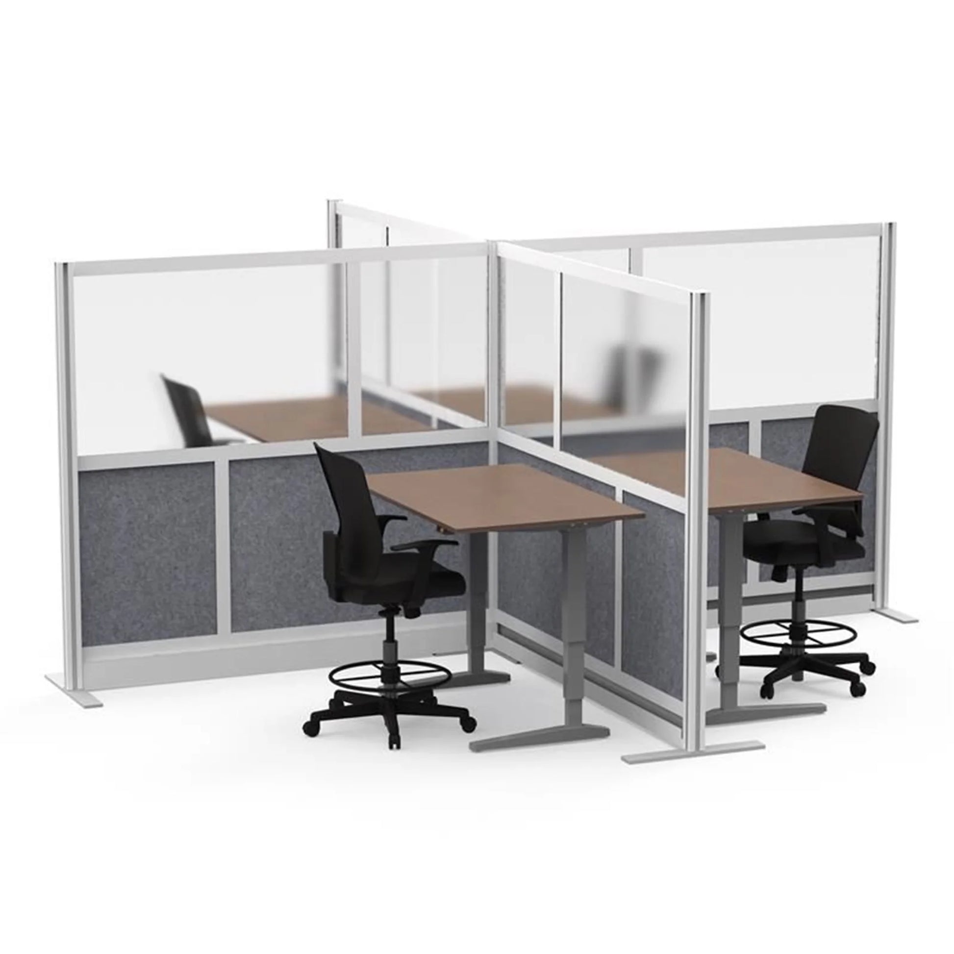 Luxor Freestanding Modular Room Divider Wall System with Built-in Cable Management Tray - 70" x 70" Add-On Wall