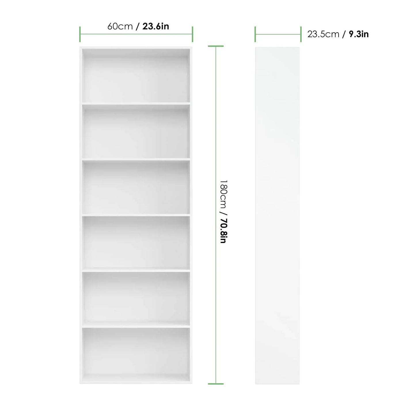 Homfa 6 Tier Freestanding Bookcase, Wooden Storage Bookshelves and Bookcases for Living Room Home Office 71'', White Finish