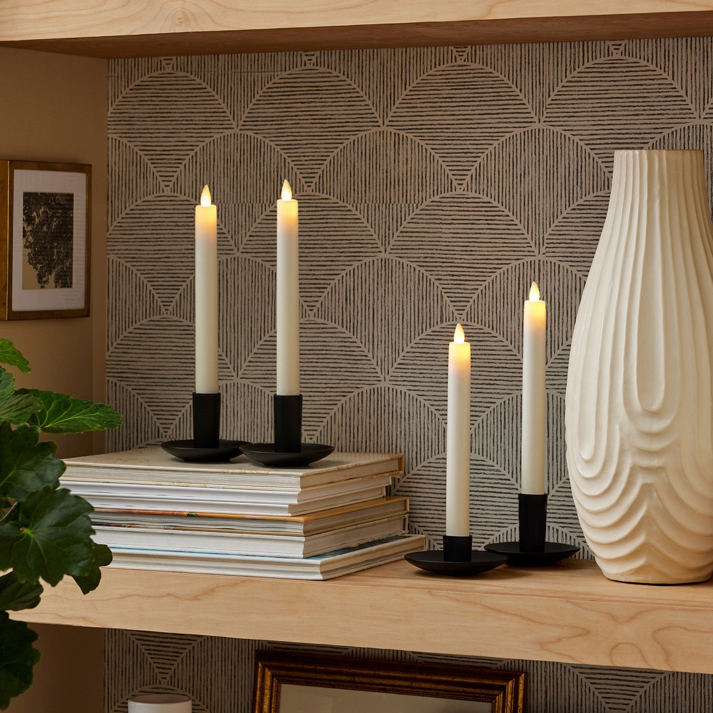 Luminara Pearl Ivory Flameless Taper Candles, 4-pack