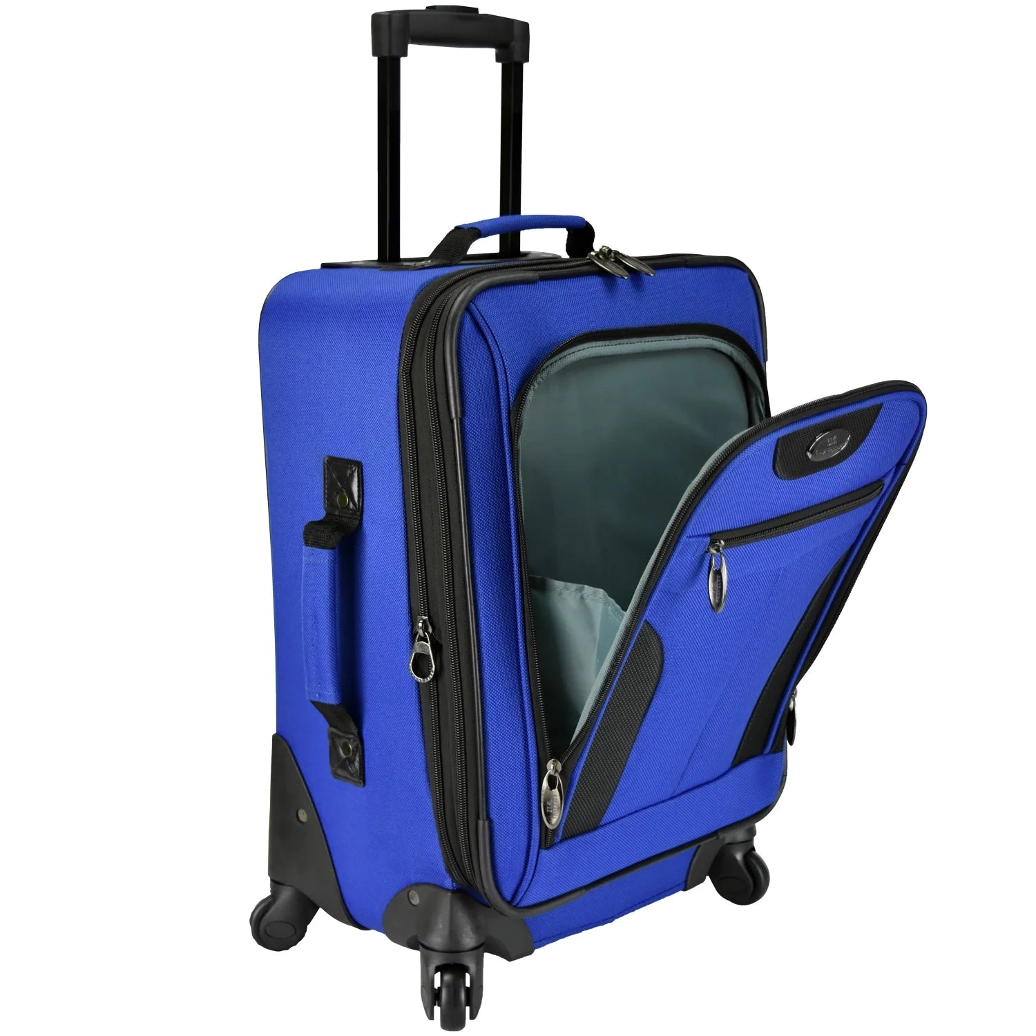 U.S. Traveler Charleville Fabric Expandable Spinner Luggage, Mazarine Blue, 29" Checked Large