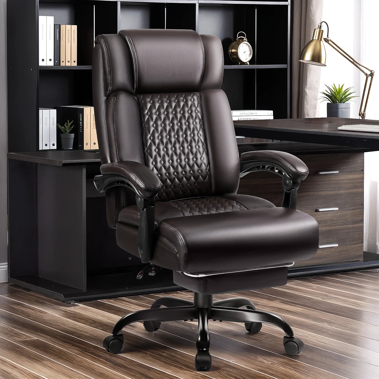 Waleaf Office Chair with Footrest,90-165° Reclining Ergonomic High Back Computer Desk Chair Lumbar Support for Home Office