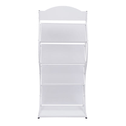 4-Layer Floor-Standing Magazine Display Rack Newspaper Book Storage Rack White 4 Tiers Floor-Standing Magazine Rack Information Storage