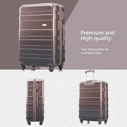 Hard Luggage Case Luggage Sets New Model ABS Hardshell 3pcs Clearance Luggage Hardside Lightweight Durable Suitcase sets Spinner Wheels Suitcase with TSA Lock 20''24''28''( golden),Travel Hard Case