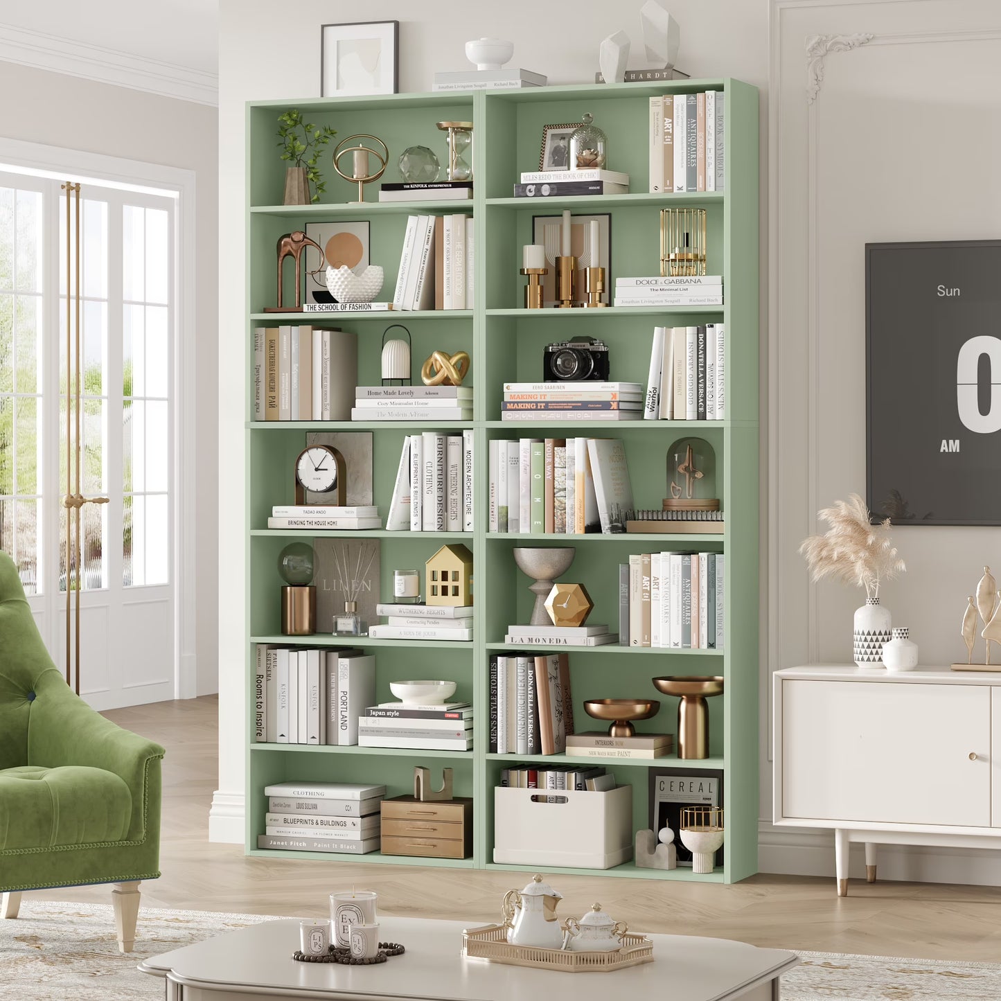 Homfa 82" Tall Bookcases, Freestanding Display Storage Shelves, 7-Tier Open Bookshelf for Home Office Living Room Bedroom, White
