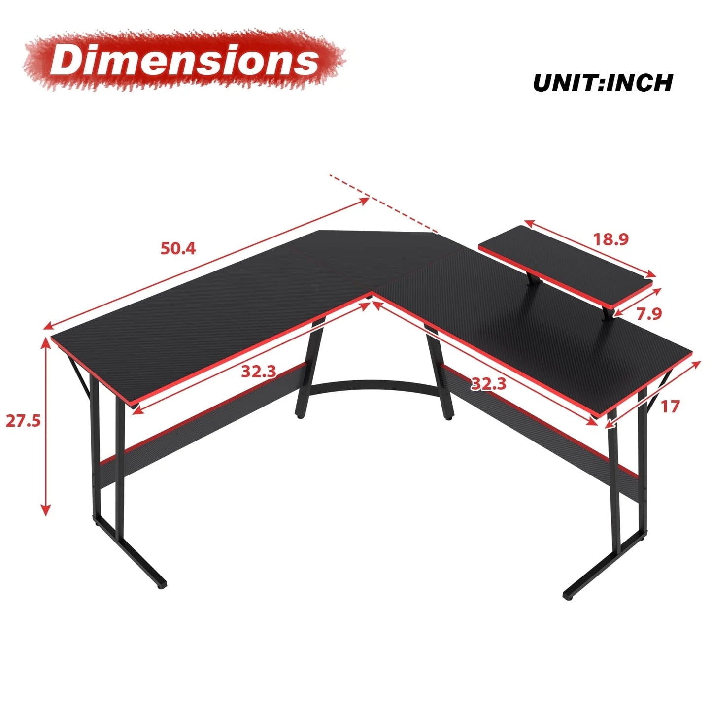 YRLLENSDAN L Shaped Computer Desk, Corner Desk Gaming Table Computer Desk L Shaped Desks Gaming Desks with Large Desktop for Home Office, Black