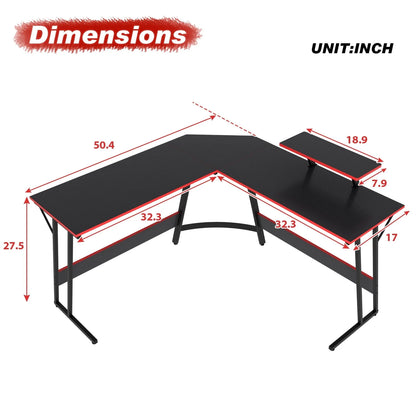 YRLLENSDAN L Shaped Computer Desk, Corner Desk Gaming Table Computer Desk L Shaped Desks Gaming Desks with Large Desktop for Home Office, Black