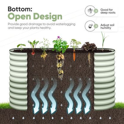 KING BIRD 6.6x2x3 ft Raised Garden Bed 9 in 1 Galvanized Steel Metal Planter Garden Box Outdoor for Gardening, Vegetables, Flowers, Light Green