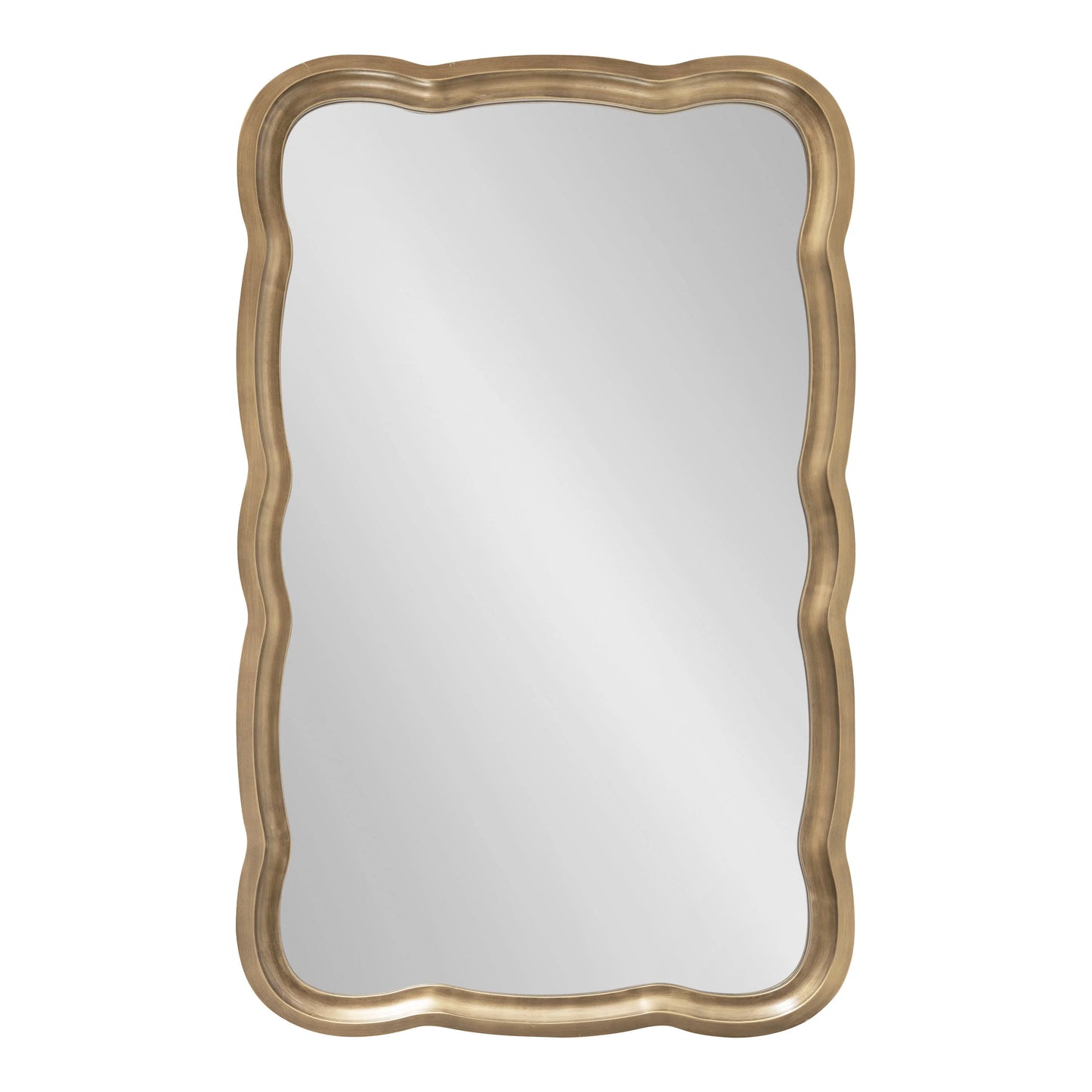 Kate and Laurel Hatherleigh Scallop Wooden Vintage Wavy Wall Mirror, 24 x 38, Antique Gold