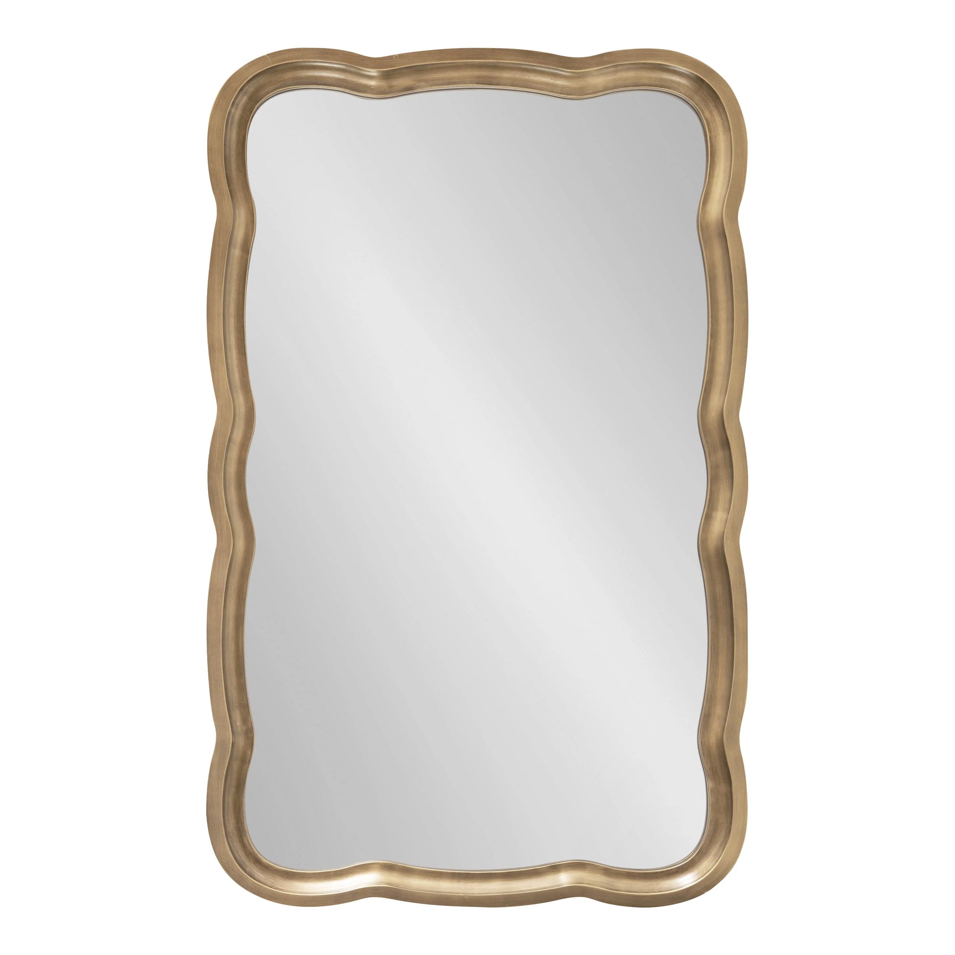 Kate and Laurel Hatherleigh Scallop Wooden Vintage Wavy Wall Mirror, 24 x 38, Antique Gold