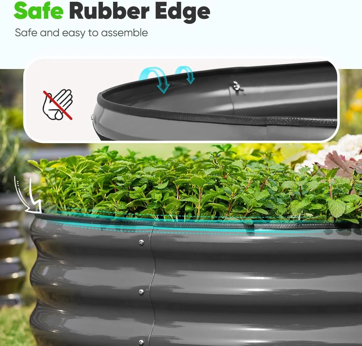 Quictent 6x3x1 ft Galvanized Raised Garden Bed Kit with Self Watering System and Mesh Cover, Large Oval Metal Outdoor Planter Garden Boxes for Vegetables Herbs Flowers